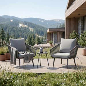 OUTLIV. Alex Loungeset inkl. Beistelltisch Aluminium/Rope/Olefin