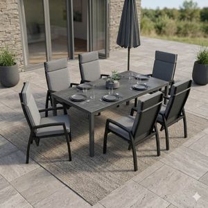 OUTLIV. Perth Gartenmöbel-Set 8-tlg. verstellbar Tisch 220x100cm