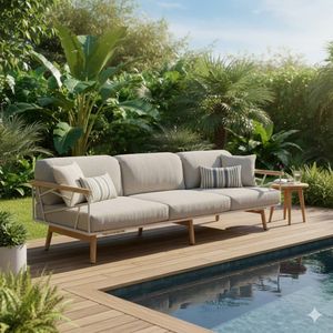 Zebra Solena Gartenloungesofa verstellbar Edelstahl/Teak/Sunproof
