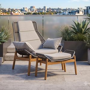 Zebra Pollux Loungesessel inkl. Hocker Teak/Rope Teak/Brown Brushed