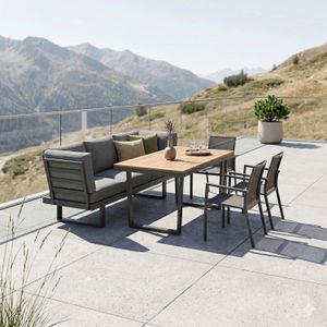 OUTLIV. Atlanta Gartenmöbel-Set L (6 Plätze) verstellbar Tisch 160x90cm