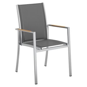 OUTLIV. Oviedo Stapelsessel Edelstahl/Textilene mit Teakarmlehnen