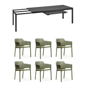 Nardi Net Gartenmöbel-Set L (6 Plätze) Tisch 210/280x100cm