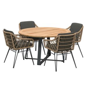 4Seasons Cottage Gartenmöbelset 5-tlg. mit Tisch Ø130cm
