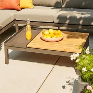 Siena Garden Alvida Loungetisch 102x73,5cm Aluminium/Teak inkl. Tablett