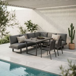 OUTLIV. Atlanta Dininglounge verstellbar Tisch 160x90cm Aluminium/Olefin