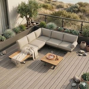Zebra Sky Ecklounge verstellbar inkl. Loungetisch Aluminium/Sunproof