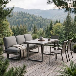 OUTLIV. Atlanta Gartenmöbel-Set L (6 Plätze) verstellbar Tisch 160x90cm