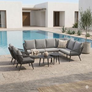 OUTLIV. Alex Ecklounge inkl. Loungetische Aluminium/Rope/Olefin