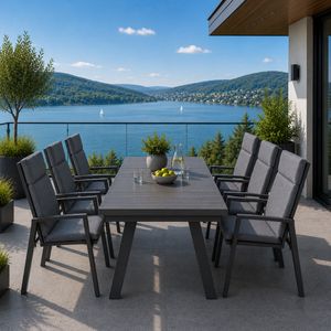 Siena Garden Valencia Gartenmöbel-Set L verstellbar (6 Plätze) Tisch 200/260x100cm