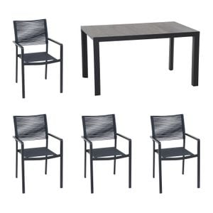 Siena Garden Leeds Gartenmöbel-Set 5-tlg. Tisch 160x90cm