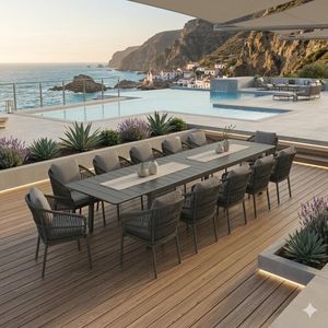 OUTLIV. Alicante Gartenmöbel-Set XXL (12 Plätze) Tisch 266/331/396x110cm