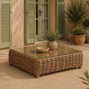OUTLIV. Versailles Loungetisch 101x101cm Geflecht/Glas