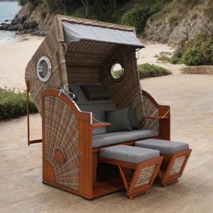 deVries Pure Cliff XL Sun Strandkorb Geflecht/Pinie Des. 466