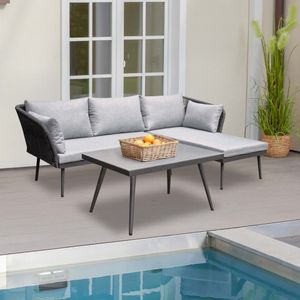 LC Garden Sunera Ecklounge inkl. Loungetisch Stahl/Rope