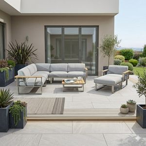 Zebra Belvedere Ecklounge inkl. Loungetisch Edelstahl/Olefin