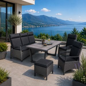 LC Garden Keramo Gartenmöbel-Set M verstellbar (5 Plätze) Tisch 200x100cm
