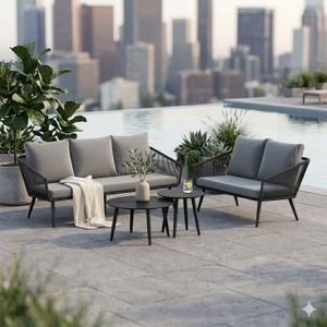 OUTLIV. Alex Loungeset inkl. Loungetische Aluminium/Rope/Olefin