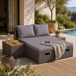 OUTLIV. Multifunktionales Daybed Aluminium/Polyrattan