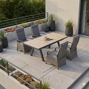 LC Garden Komido Gartenmöbel-Set M verstellbar (4 Plätze) Tisch 160/210x100cm