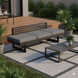 Stern New Holly Diningsofa verstellbar Aluminium/Outdoorstoff