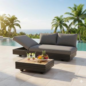 Zebra Cubo Neo Gartenloungesofa verstellbar inkl. Loungetisch Aluminium/Sunproof