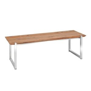 Zebra Quadux Gartenbank 140cm Edelstahl/Teak Schweizer Kante