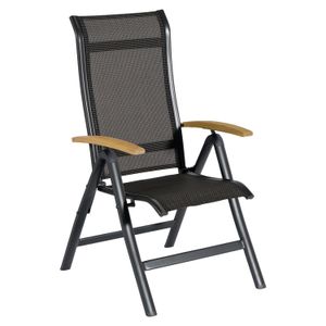 Hartman Alice Klappsessel Aluminium/Textilene mit Teak-Armlehnen
