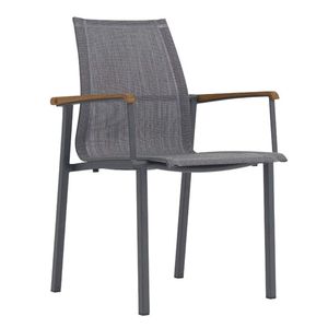 Zebra Felix Stapelsessel Aluminium/Batyline Teak-Armlehnen