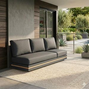 OUTLIV. Triest Gartenloungesofa Aluminium/Teak/Kunstfaser