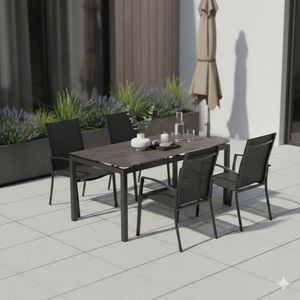 Kettler Legato Curve Gartenmöbel-Set M (4 Plätze) Tisch 160x90cm