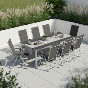 OUTLIV. Melbourne Gartenmöbel-Set XL verstellbar (8 Plätze) Tisch 220x100cm