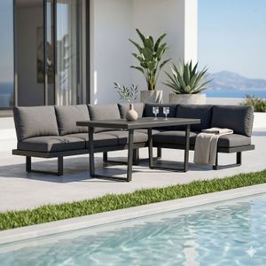 OUTLIV. Atlanta Dininglounge verstellbar Tisch 160x90cm Aluminium/Olefin