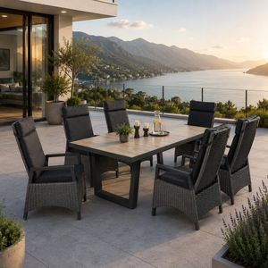 LC Garden Keramo Gartenmöbel-Set L verstellbar 6 (Plätze) Tisch 200x100cm
