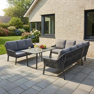 LC Garden Sofano Low Dining Dininglounge Tisch 140x80cm Aluminium/Rope/Olefin