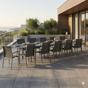 OUTLIV. Lucca Gartenmöbel-Set XXL (12 Plätze) Tisch 266/331/396x110cm