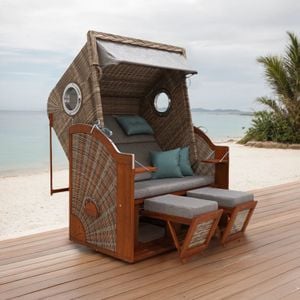 deVries Pure Cliff XL Sun Strandkorb Geflecht/Pinie Des. 488