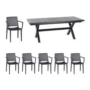 Siena Garden Lane Gartenmöbel-Set L (6-Plätze) Tisch 200/260x100cm