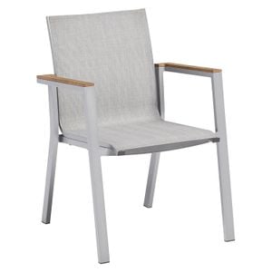 Kettler Rasmus Teak Stapelsessel Aluminium/Outdoorgewebe