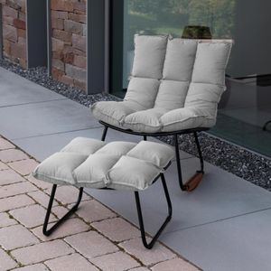 SCHÖNER WOHNEN-Kollektion Leska Schaukelstuhl ink.Hocker Aluminium/Sunbrella