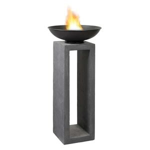 OUTLIV. Feuerschale auf Säule 50x50x105cm Clayfibre