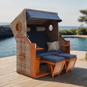 deVries Pure Wave XL Strandkorb Geflecht/Pinie Des. 504