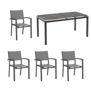 Best Varese Gartenmöbelset 5-tlg. mit Tisch 160x90cm
