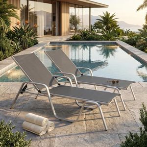 Kettler Basic Plus Gartenliege 2-tlg. verstellbar Aluminium/Outdoorgewebe