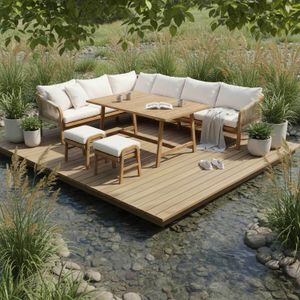 OUTLIV. Pia Dininglounge Tisch 150x90cm Akazie/Rope/Spun Polyester