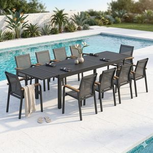 OUTLIV. Florenz Gartenmöbel-Set XXL (10 Plätze) Tisch 200/320x100,5cm