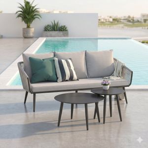 OUTLIV. Alex Loungeset inkl. Loungetische Aluminium/Rope/Olefin