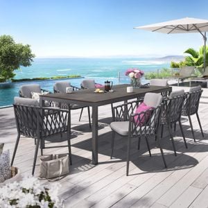 OUTLIV. Cairns Gartenmöbel-Set XL (8 Plätze) Tisch 220x100cm Aluminium/HPL Vierfuß