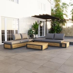OUTLIV. Paros Ecklounge inkl. Loungetisch Aluminium/Teak/Olefin