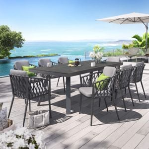 OUTLIV. Cairns Gartenmöbel-Set XL (8 Plätze) Tisch 220x100cm Aluminium/Glaskeramik Vierfuß